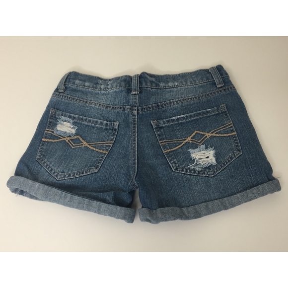 3/$25 Mudd Womans Mini Blue Denim Grunge Shorts - Picture 6 of 6